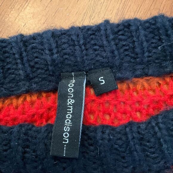 Moon and Madison Multicolor Striped Sweater Anthro Open Knit Dopamine Slouchy. S - Picture 8 of 9